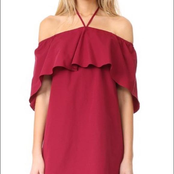 ALICE + OLIVIA JADE CAPED DRESS IN BRIGHT BORDEAUX - Picture 2 of 6